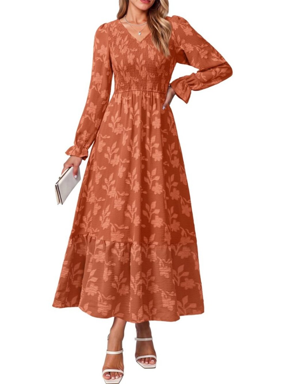 Boho Maxi Fall Womens Dress Long Sleeve Wedding Guest Dresses